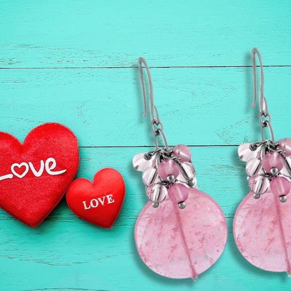 Pink Crystal Rose Quartz Sterling Silver Earrings Love Stone Healing Gemstone - Picture 7 of 8